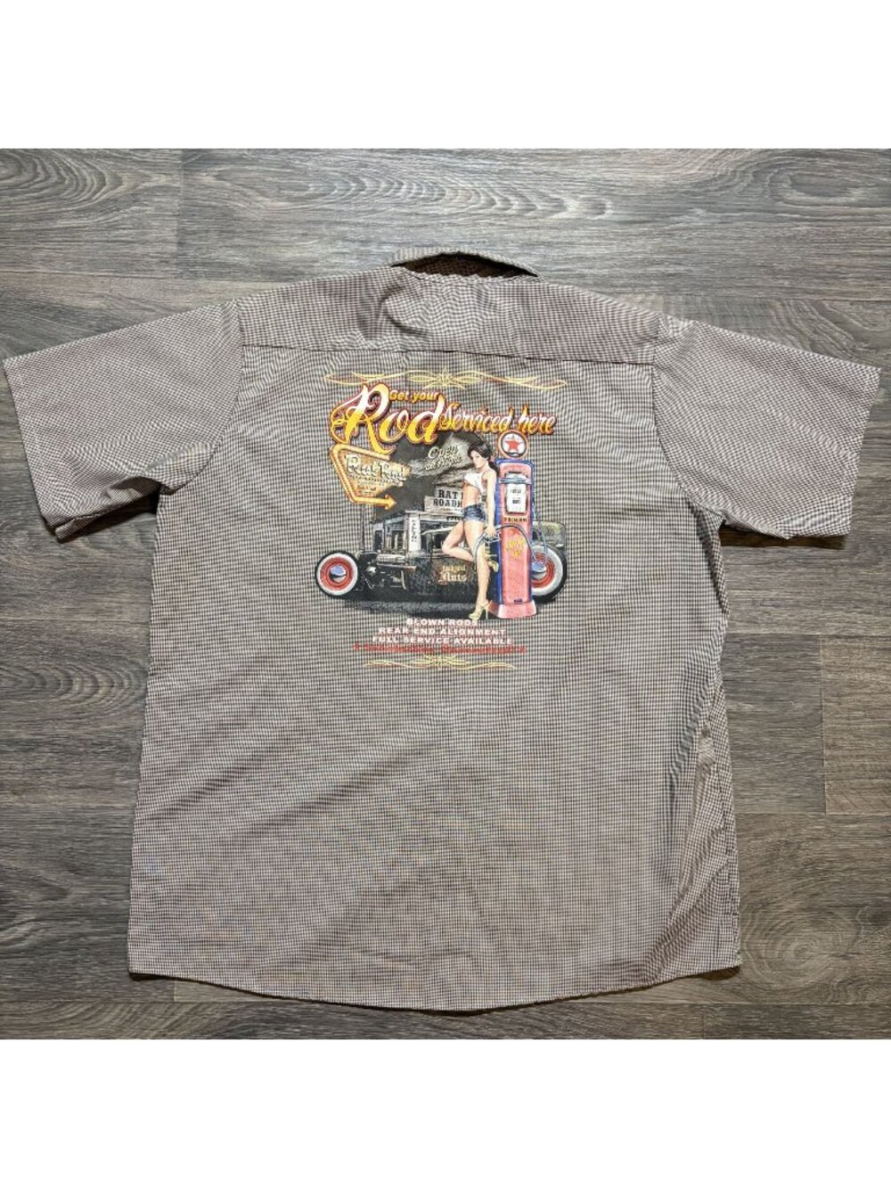 Red Kap XL Button Up Shirt Biker Retro Gas Pump Pin Up Bikers Gone Wild Hot Rod